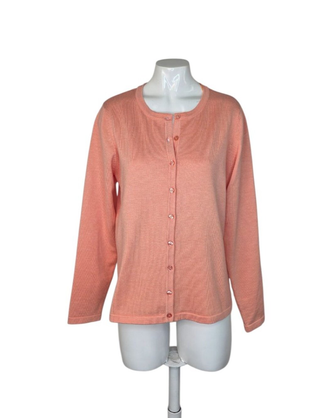 Saint Tropez Button Up Long Sleeve Cardigan, Stretch, Orange, Size Medium